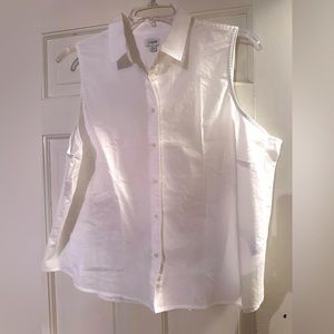 White sleeveless button down shirt from JCrew